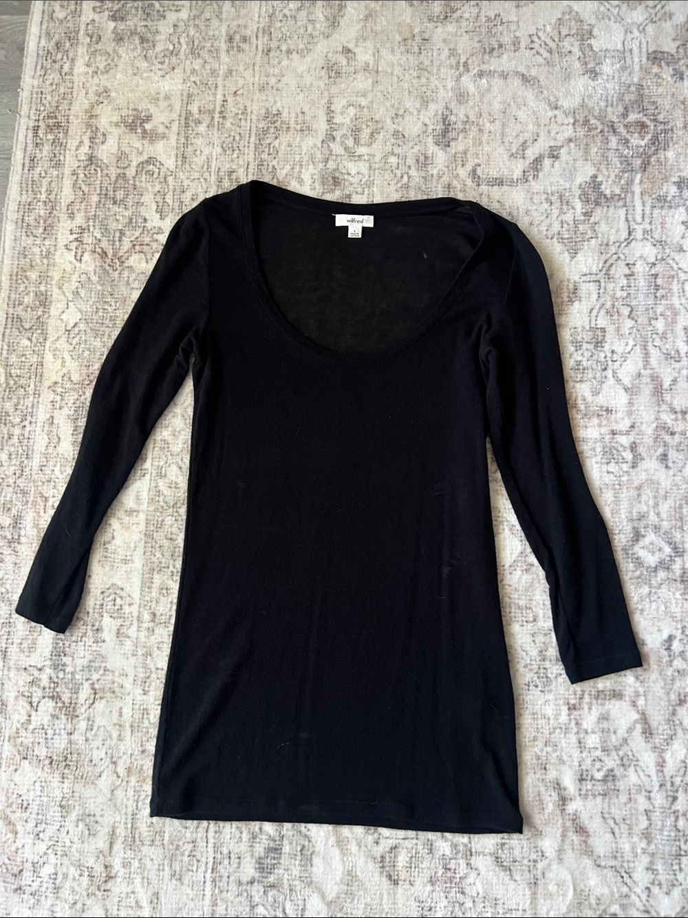 Babaton Bailey Black Scoop Neck 3/4 Long Sleeve Top